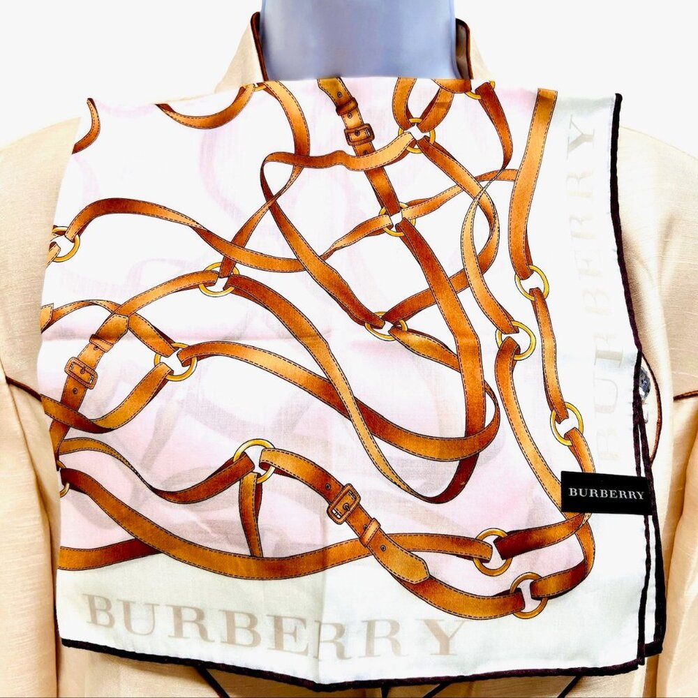New Tag on  Burberry Miniscarf  23" Cotton/Silk ivery  Light pink bow  (51) - Picture 8 of 13